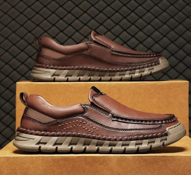 Men's Casual Leather Split Flat Loafers