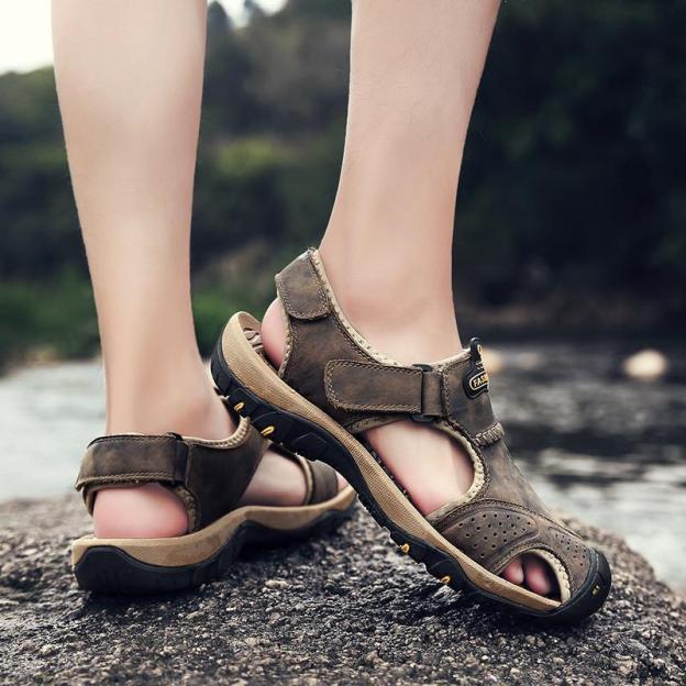 Men's Summer Breathable Leather Casual Outdoor Beach Sandals