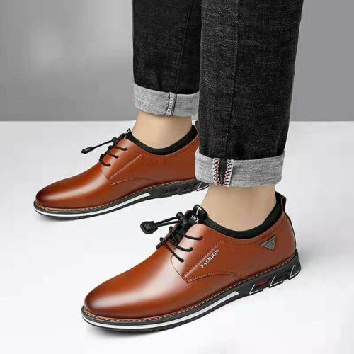 Men Leather Non-Slip Business Comfortable Casual Oxfords Shoes