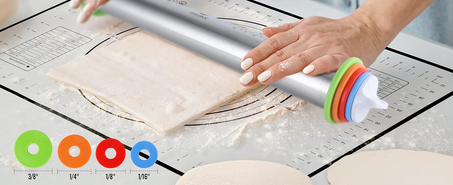 Rolling Pins with Adjustable Thickness Rings