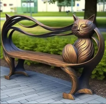 🔥Last Day🔥Garden art iron cat benches