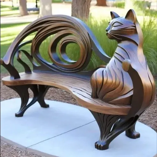 🔥Last Day🔥Garden art iron cat benches