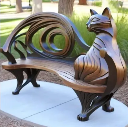 🔥Last Day🔥Garden art iron cat benches