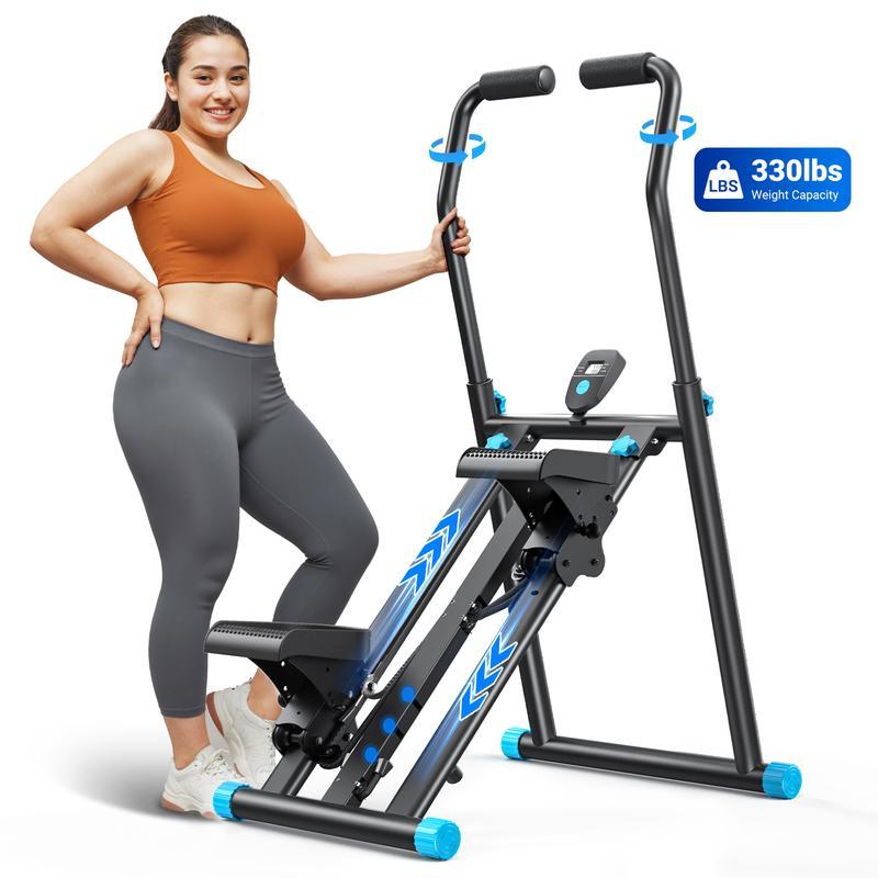 Stair Stepper with Handlebar for Full-Body Workout, 300LBS Capacity,  Compact Cardio Climber Exercise Machine with Adjustable Pedals, Vertical Climber for Home Gym, OutdoorFun