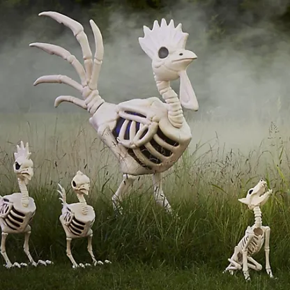 New! Red Shed 6 ft. Halloween Skeleton Rooster