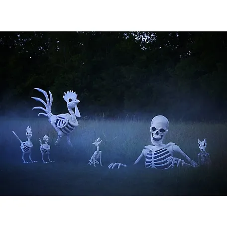 New! Red Shed 36 in. Halloween Rooster Skeleton