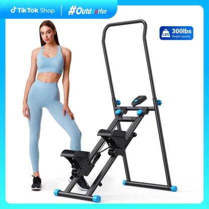 Stair Stepper with Handlebar for Full-Body Workout, 300LBS Capacity,  Compact Cardio Climber Exercise Machine with Adjustable Pedals, Vertical Climber for Home Gym, OutdoorFun