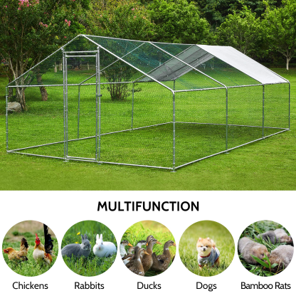[Home&Garden]Extra Large Metal Chicken Coop Walkin Poultry Cage Rabbits Habitat Cage