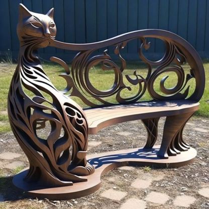 🔥Last Day🔥Garden art iron cat benches
