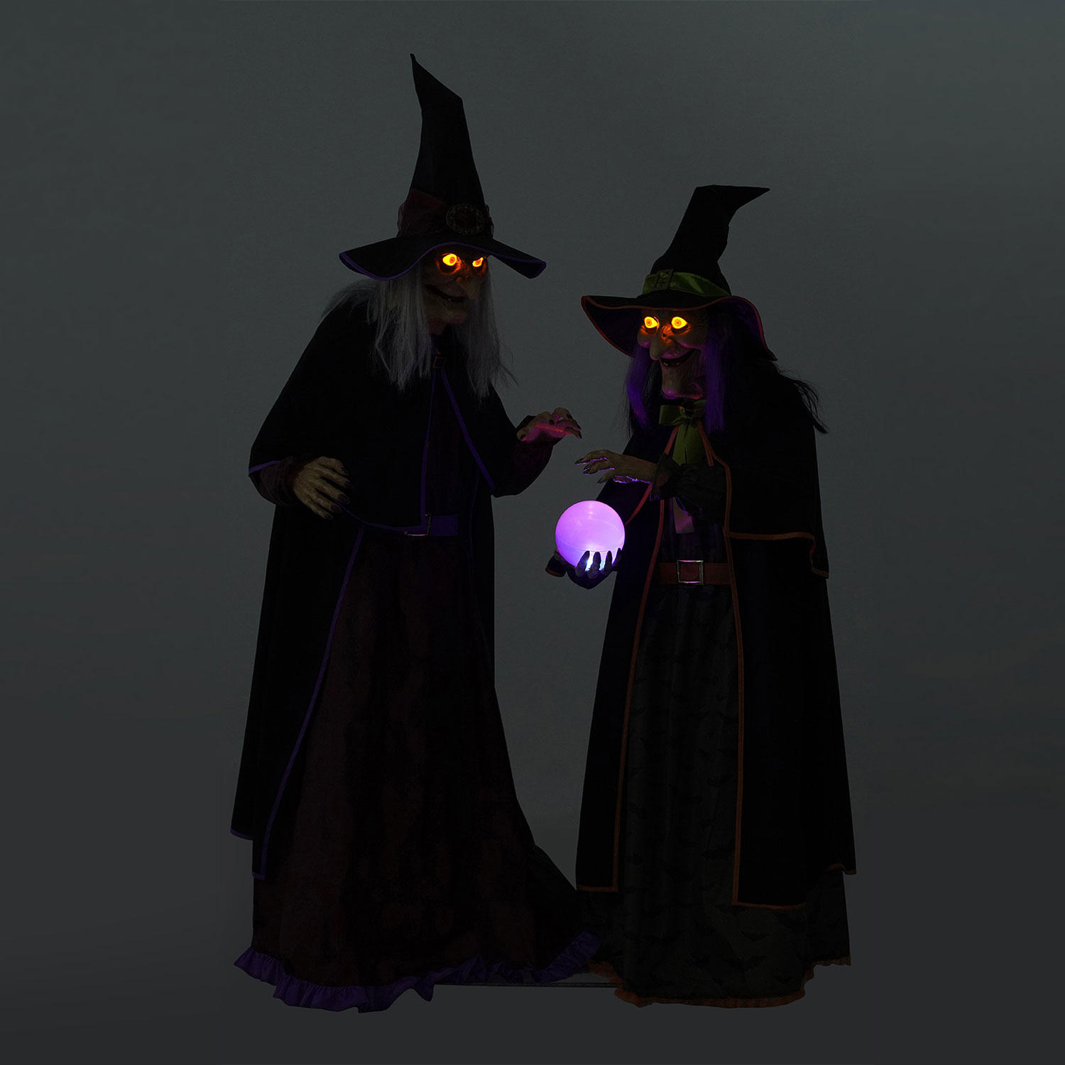Pre-Lit Animated Crystal Ball Witches, Set of 2