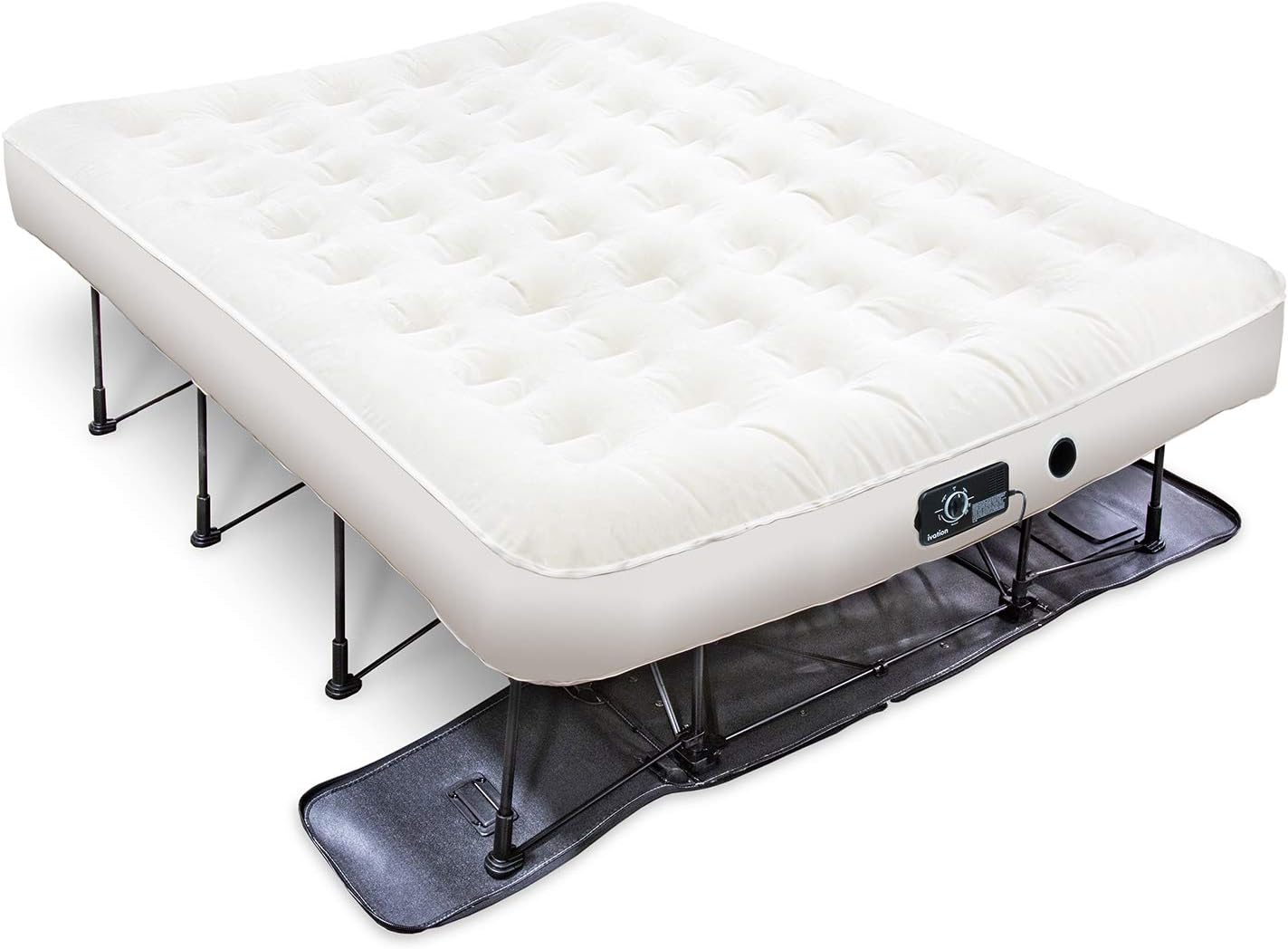 Air Mattress with Frame & Rolling Case, Self Inflatable, Blow Up Bed Auto Shut-Off, Comfortable Surface AirBed, Best for Guest, Travel, Vacation, Camping