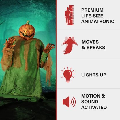 Haunted Hill Farm 4-ft Freestanding Talking Lighted Scarecrow Animatronic