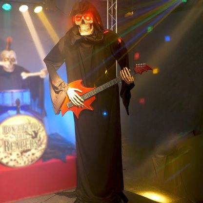 Haunted Living 6-ft Bluetooth Reaper Band LED Guitar Player Animatronic