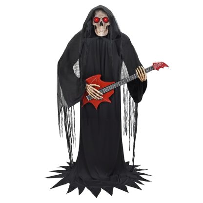 Haunted Living 6-ft Bluetooth Reaper Band LED Guitar Player Animatronic