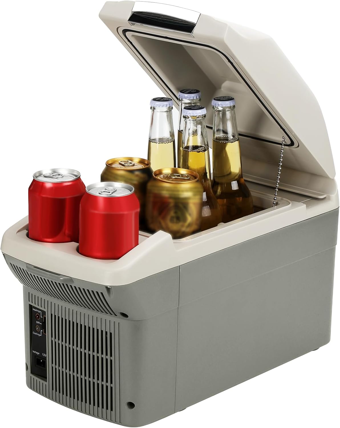 12V Car Refrigerator Cooler/Warmer 8 Quart (9L) 40℉~140℉,12 Volt DC &110V AC, Electric Car Fridge Portable Compact Camping Cooler Thermoelectric 12V Small Fridge for Car, RV, Camping (Grey)