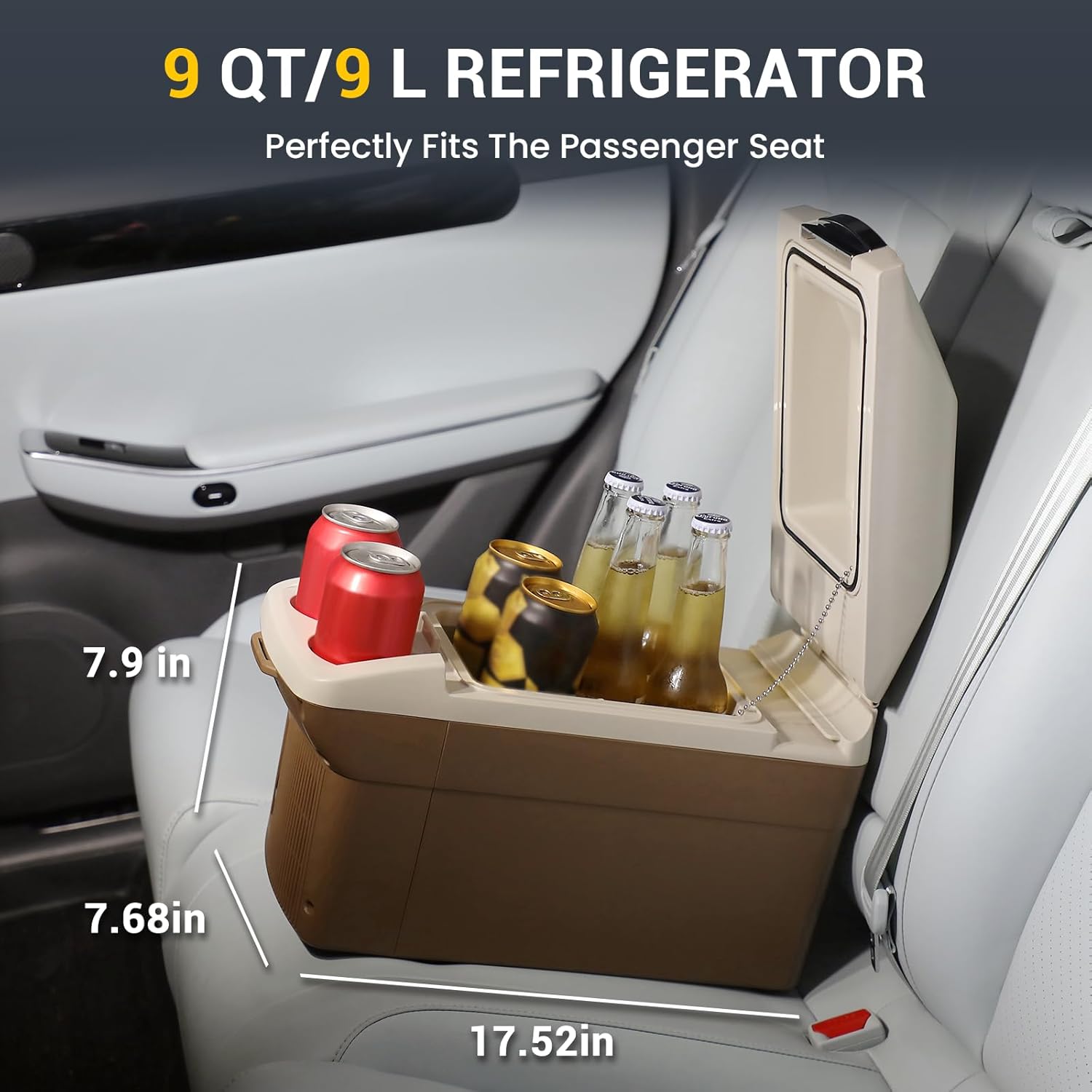 12V Car Refrigerator Cooler/Warmer 8 Quart (9L) 40℉~140℉,12 Volt DC &110V AC, Electric Car Fridge Portable Compact Camping Cooler Thermoelectric 12V Small Fridge for Car, RV, Camping (Grey)