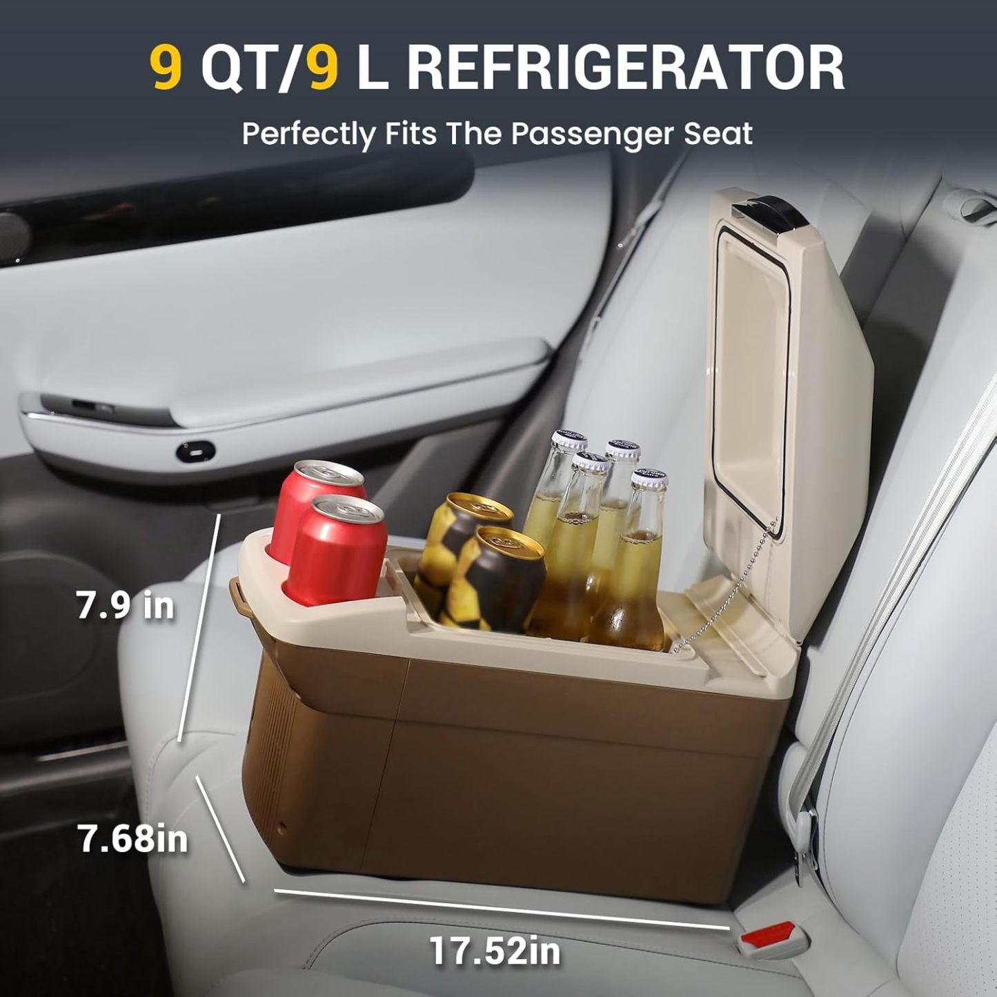 12V Car Refrigerator Cooler/Warmer 8 Quart (9L) 40℉~140℉,12 Volt DC &110V AC, Electric Car Fridge Portable Compact Camping Cooler Thermoelectric 12V Small Fridge for Car, RV, Camping (Grey)