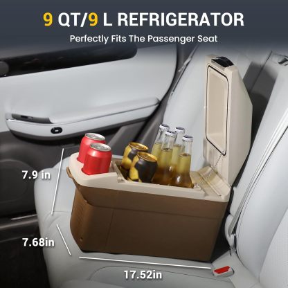 12V Car Refrigerator Cooler/Warmer 8 Quart (9L) 40℉~140℉,12 Volt DC &110V AC, Electric Car Fridge Portable Compact Camping Cooler Thermoelectric 12V Small Fridge for Car, RV, Camping (Grey)