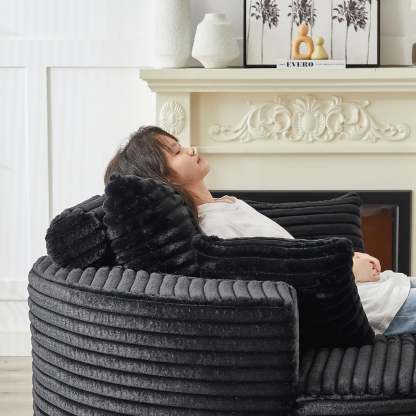 Limited Clearance Sale - 59" O-Shape Modular Couch, Plush Corduroy Fabric, No Assembly Required