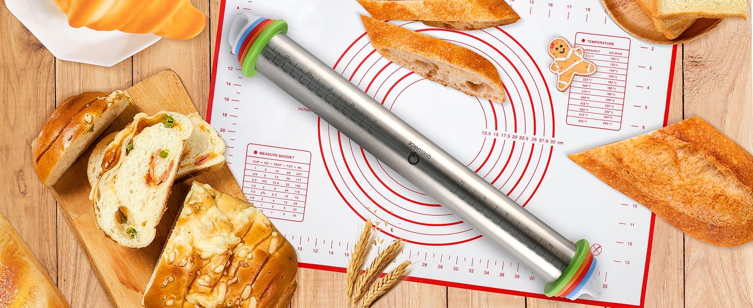 Stainless Steel Dough Roller for Baking Fondant, Pizza, Pie, Pastry, Pasta, Cookies