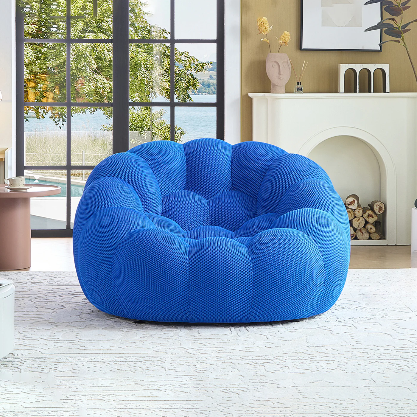 🎉74.8'' Modern Loveseat Sofa, 2 Seater Mesh Fabric Love Seat Floor Sofa
