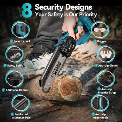 2 in 1 Cordless Pole Saw & Mini Chainsaw with 2 Batteries