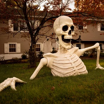 New! 5ft Halloween White Ground Breaking Skeleton