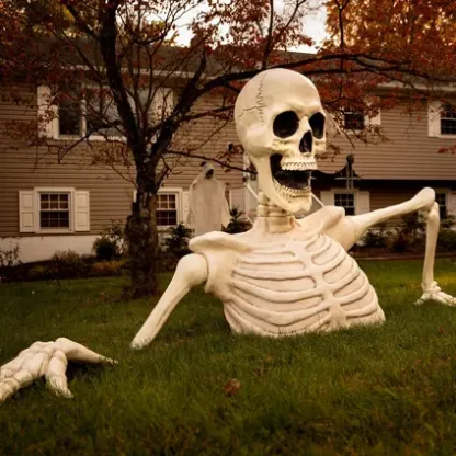 New! 5ft Halloween White Ground Breaking Skeleton
