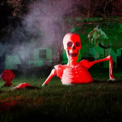 New! 5ft Halloween White Ground Breaking Skeleton