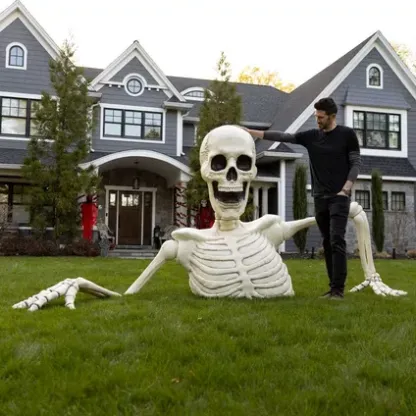 New! 5ft Halloween White Ground Breaking Skeleton