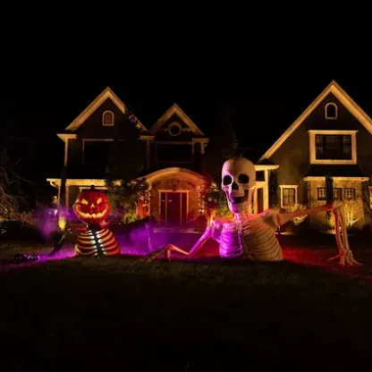 New! 5ft Halloween White Ground Breaking Skeleton