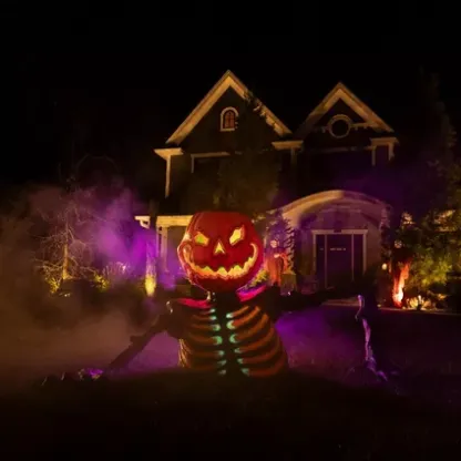 [Copy]New! 5ft Pumpkin Skeleton Black Light Reactive Ground Breaker