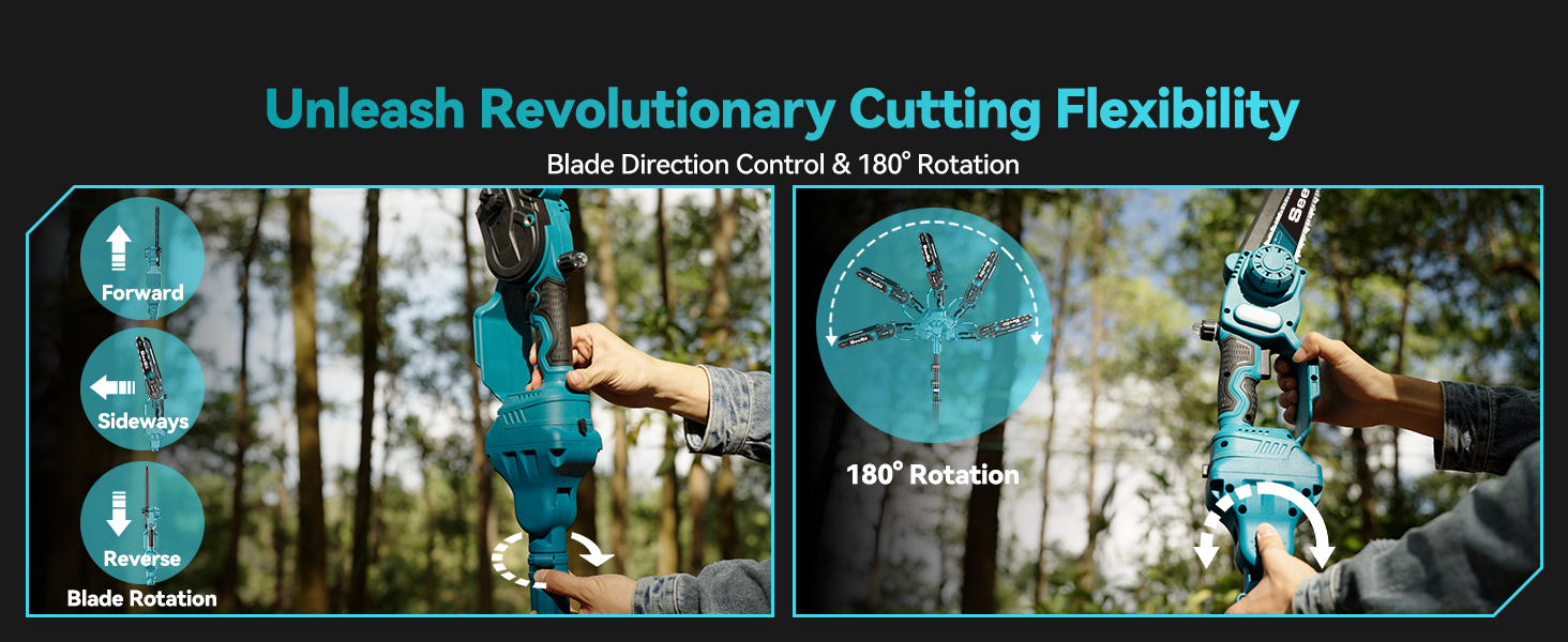 Seesii Mini Chainsaw,Portable Electric Chainsaw with extension pole Cordless CH888