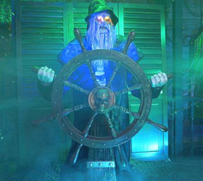 Haunted Living 6-ft Haunted Harbor Talking LED Steering Captain Animatronic