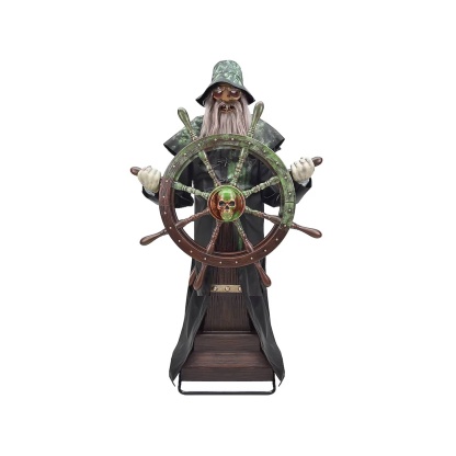 Haunted Living 6-ft Haunted Harbor Talking LED Steering Captain Animatronic