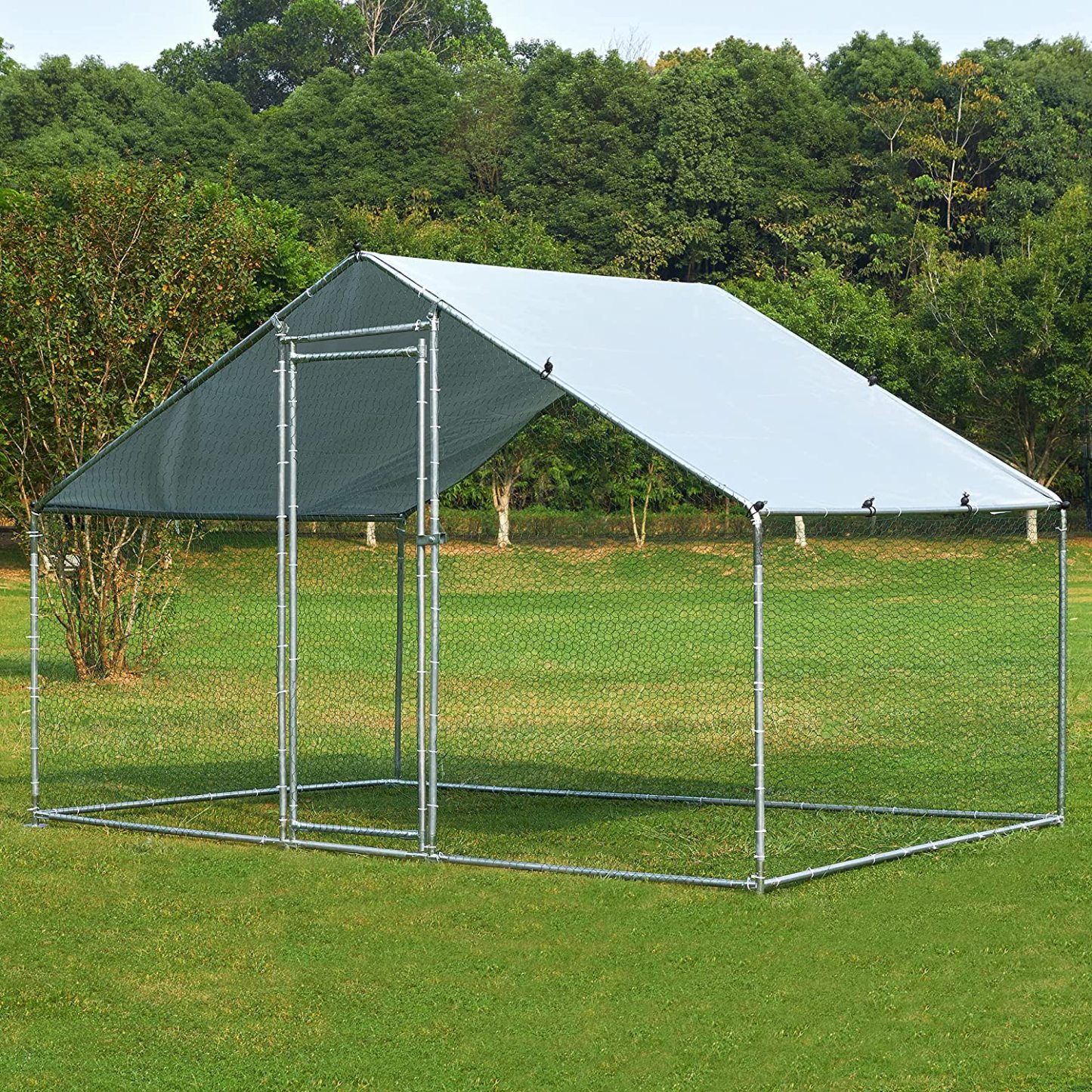 [Home&Garden]Extra Large Metal Chicken Coop Walkin Poultry Cage Rabbits Habitat Cage