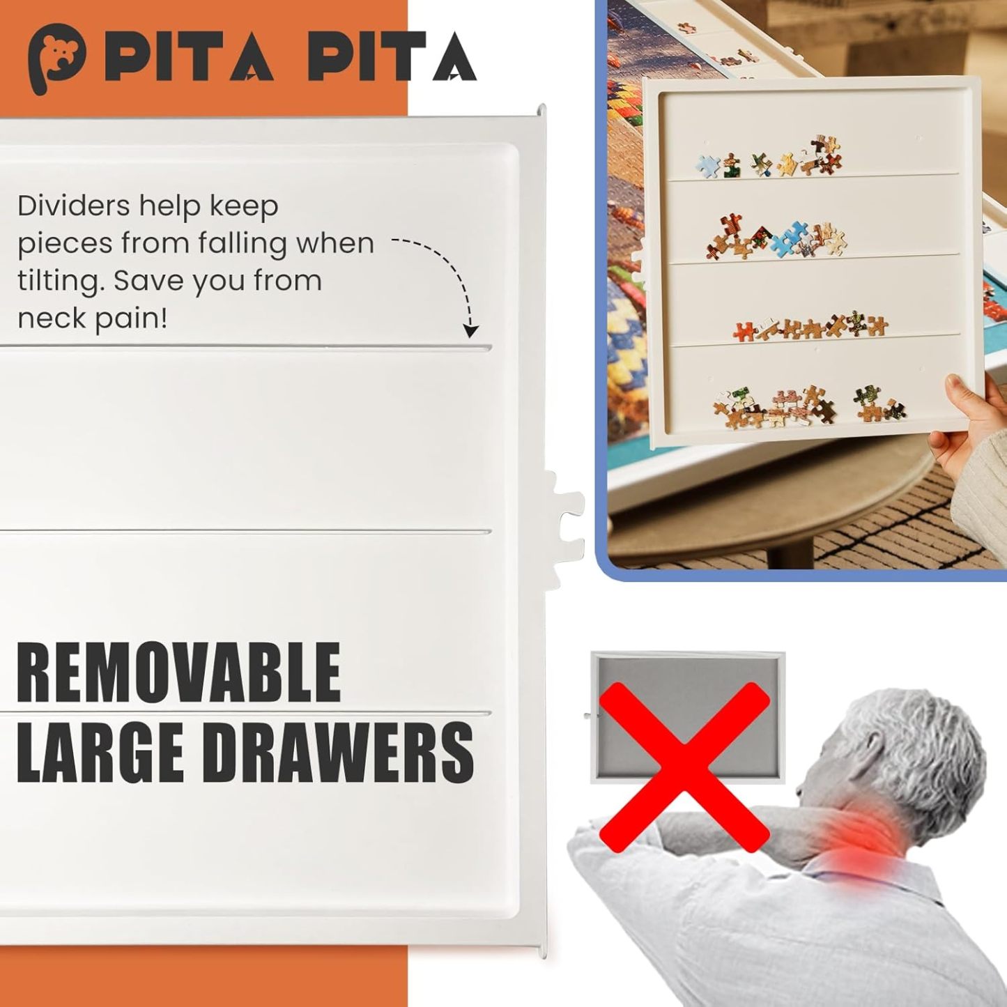 Rotating Puzzle Board with Drawers and Cover,Tilt&Lazy Susan