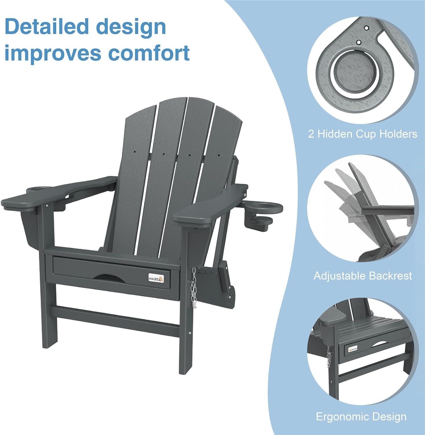 Last Day Clearance Sale=⛱️Mdeam Folding Outdoor Adirondack Chairs Weather Resistant for Patio