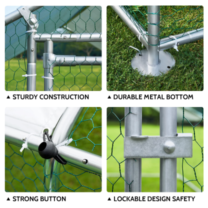 [Home&Garden]Extra Large Metal Chicken Coop Walkin Poultry Cage Rabbits Habitat Cage