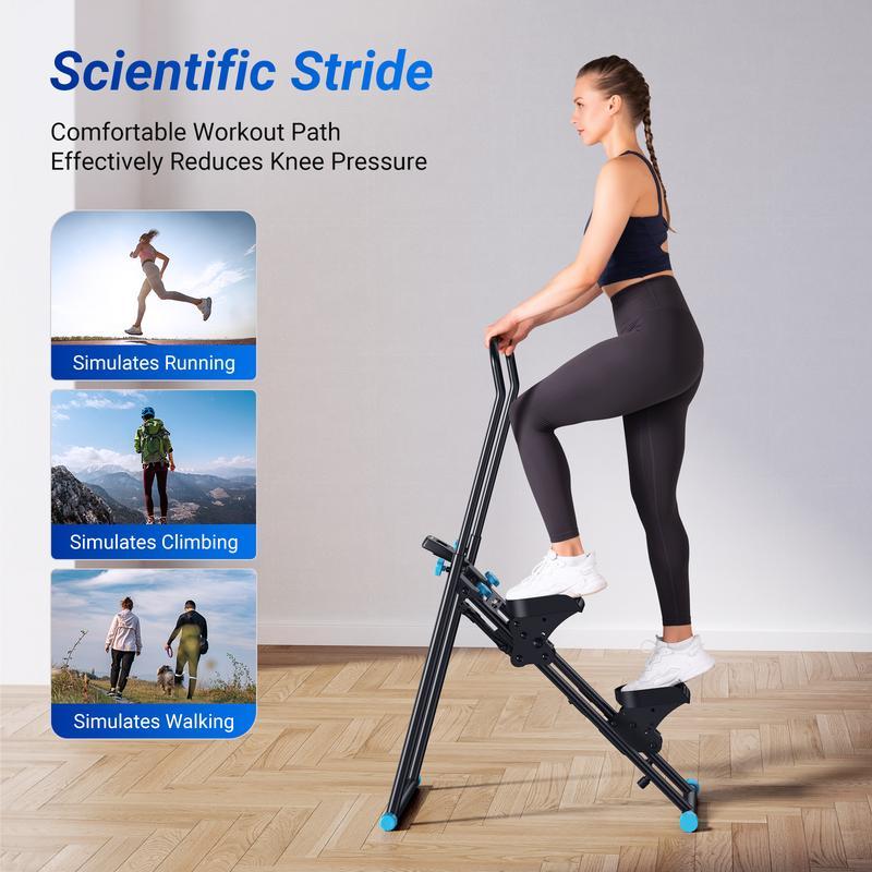 Stair Stepper with Handlebar for Full-Body Workout, 300LBS Capacity,  Compact Cardio Climber Exercise Machine with Adjustable Pedals, Vertical Climber for Home Gym, OutdoorFun