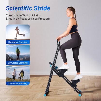 Stair Stepper with Handlebar for Full-Body Workout, 300LBS Capacity,  Compact Cardio Climber Exercise Machine with Adjustable Pedals, Vertical Climber for Home Gym, OutdoorFun