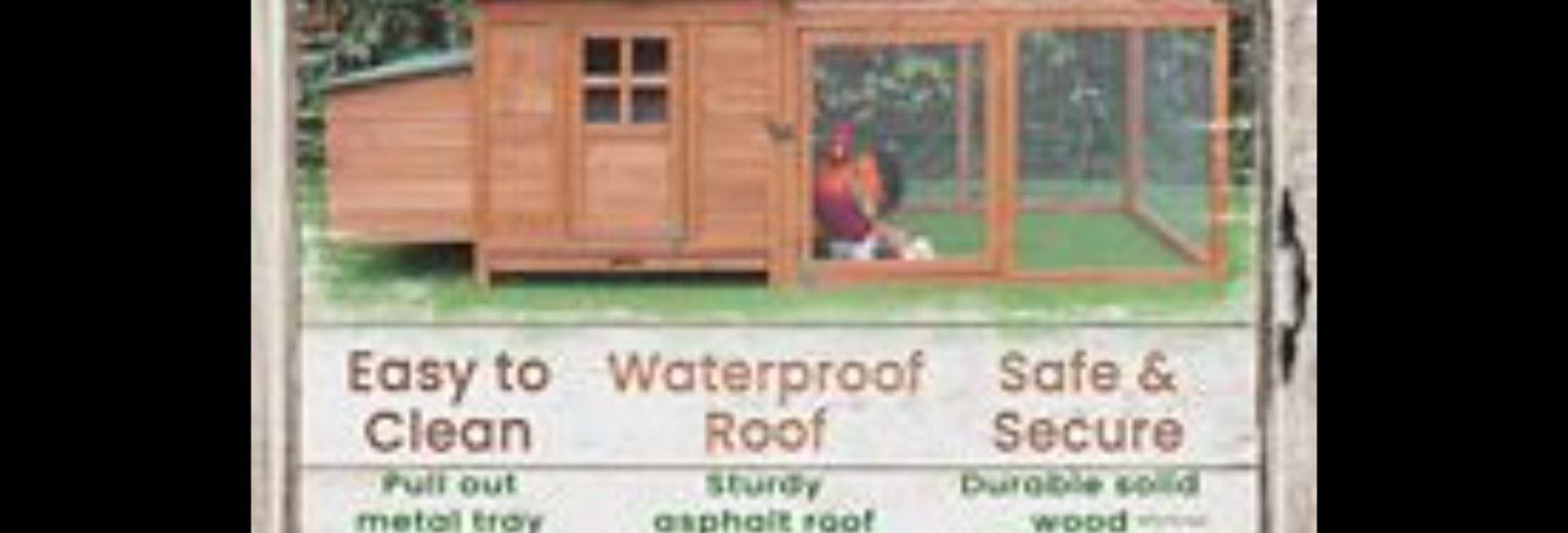 🔥Outdoor Wooden Chicken Coop with Ramp, Nesting Box, Wire Mesh Run, Waterproof