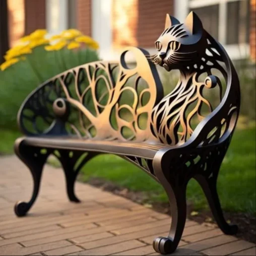 🔥Last Day🔥Garden art iron cat benches