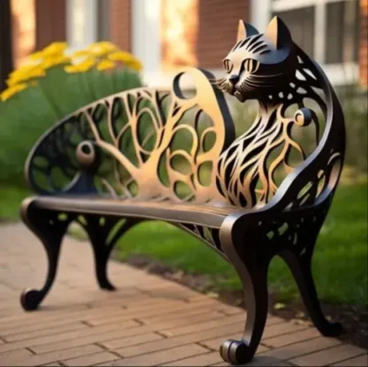 🔥Last Day🔥Garden art iron cat benches