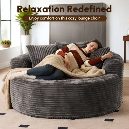 Limited Clearance Sale - 59" O-Shape Modular Couch, Plush Corduroy Fabric, No Assembly Required