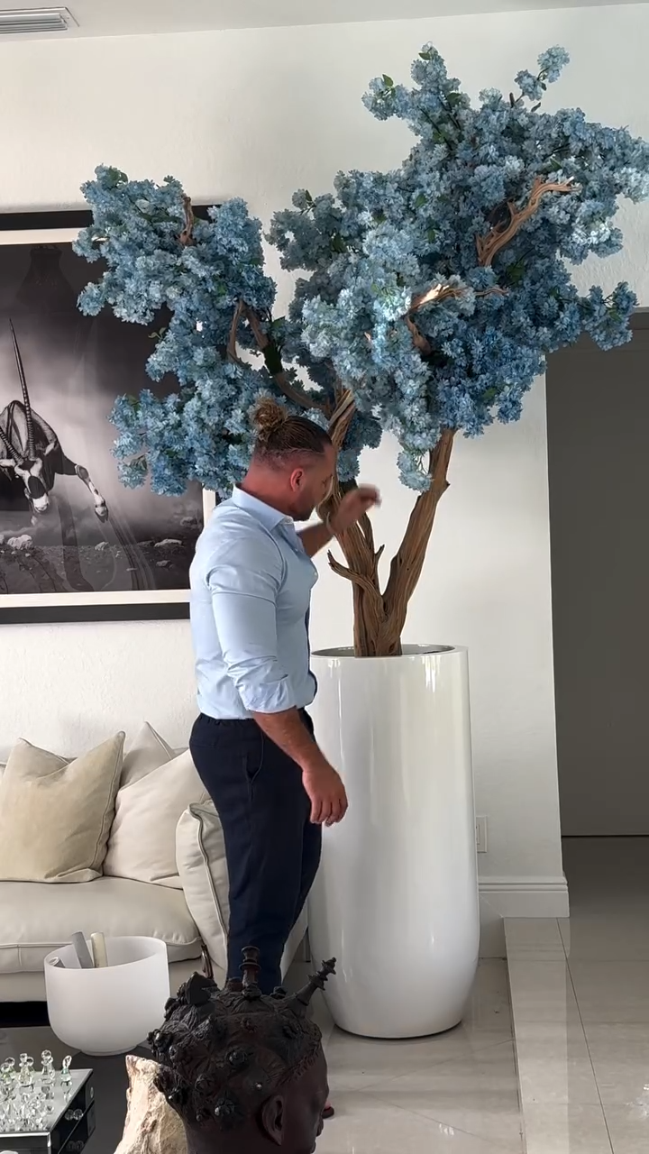 7ft Indoor BLUE Artificial Flowers  ( With Flower Pots)