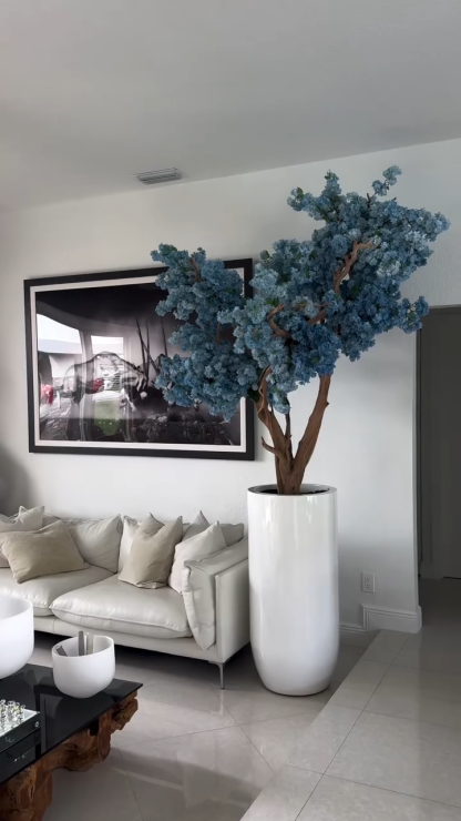 7ft Indoor BLUE Artificial Flowers  ( With Flower Pots)