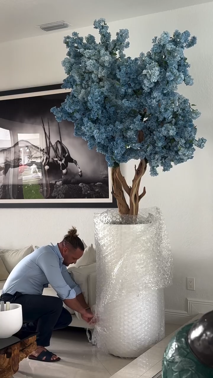 7ft Indoor BLUE Artificial Flowers  ( With Flower Pots)