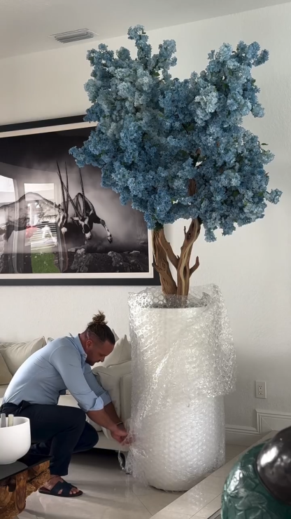 7ft Indoor BLUE Artificial Flowers  ( With Flower Pots)