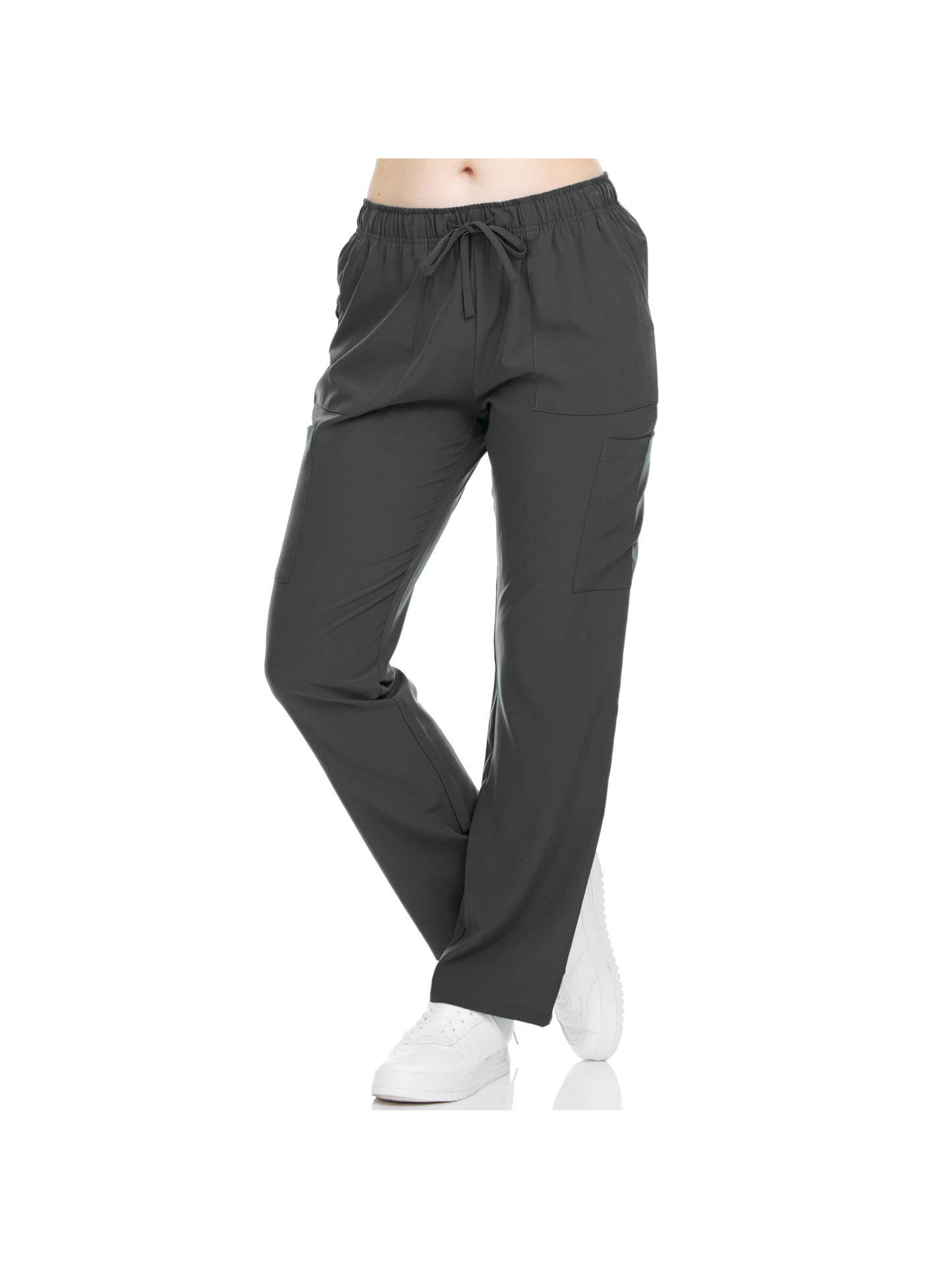 HEAL+WEAR Women's Straight-Leg Scrub Pants – 4 Pockets, Elastic Drawstring Waist, 4-Way Stretch, Wrinkle-Resistant Medical Uniform Bottoms DDP003